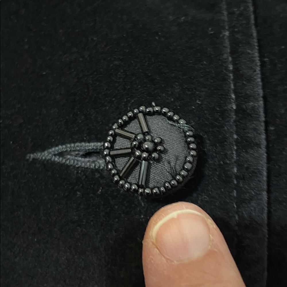 Lucky Brand Y2K Velvet Short Blazer Lined Jacket Beaded Buttons Women's M Black - Picture 9 of 10